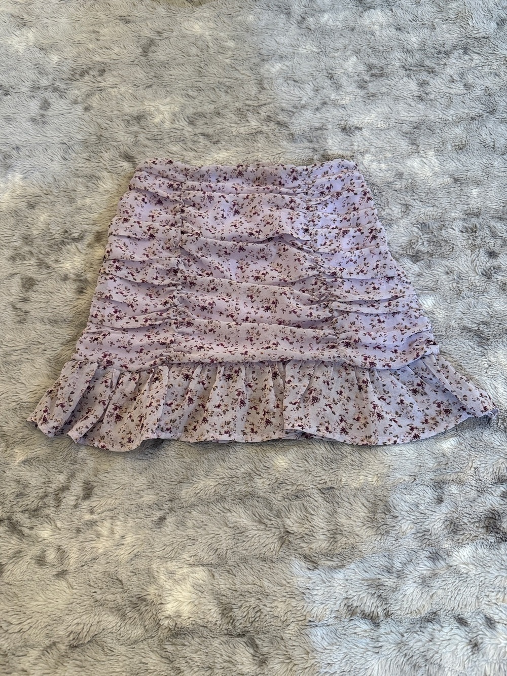 NWOT sage the label Floral Ruffle Mini Skirt - XS Lavender